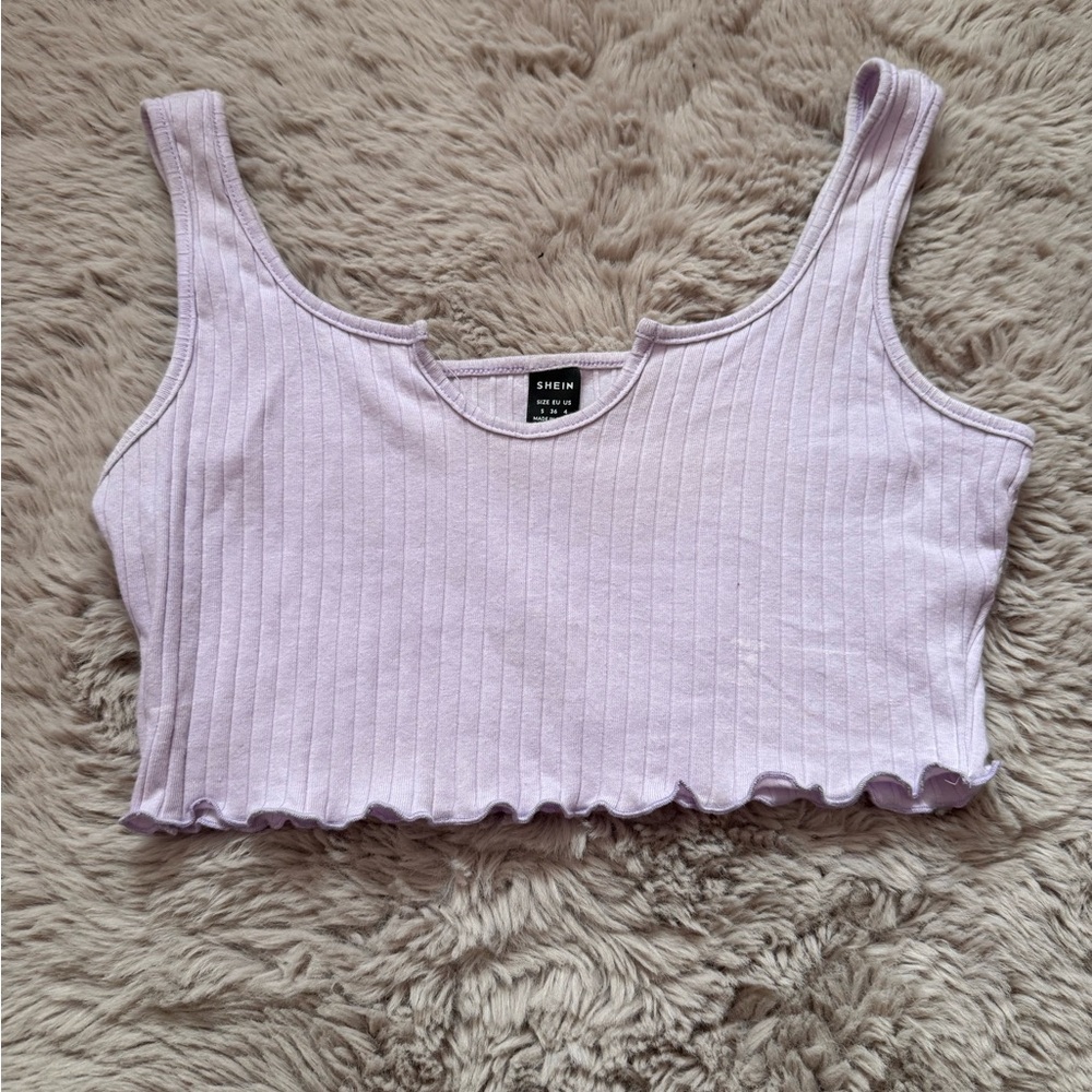 SHEIN Purple Ribbed Crop Tank Top